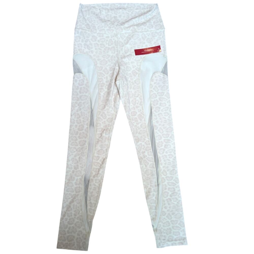 Carbon38 Ivory Leopard Print Leggings Large High Rise Activewear - Picture 4 of 5